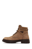Men's Mink Lace-up Nubuck Leather Boot | Derimod Men's Mink Lace-up Nubuck Leather Boot | Derimod