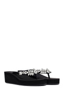 Women's Black Toe Stone Wedge Heel Jelly Slippers | Derimod Women's Black Toe Stone Wedge Heel Jelly Slippers | Derimod