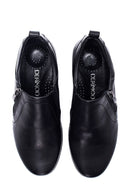 Women's Black Leather Wedge Heeled Comfort Shoes | Derimod Women's Black Leather Wedge Heeled Comfort Shoes | Derimod
