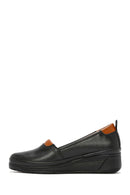 Women's Black Wedge Heel Leather Comfort Loafer | Derimod Women's Black Wedge Heel Leather Comfort Loafer | Derimod