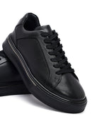 Erkek Siyah Bağcıklı Kalın Tabanlı Deri Sneaker | Derimod Erkek Siyah Bağcıklı Kalın Tabanlı Deri Sneaker | Derimod
