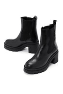 Women's Black Leather Heeled Chelsea Boots | Derimod Women's Black Leather Heeled Chelsea Boots | Derimod
