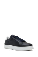 Men's Navy Blue Lace-Up Leather Sneaker | Derimod Men's Navy Blue Lace-Up Leather Sneaker | Derimod
