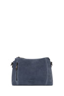 Woman Blue Long-Strap Suede Crossbody Bag | Derimod Woman Blue Long-Strap Suede Crossbody Bag | Derimod