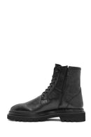 Men's Black Lace-Up Zipper Detailed Leather Casual Boots | Derimod Men's Black Lace-Up Zipper Detailed Leather Casual Boots | Derimod