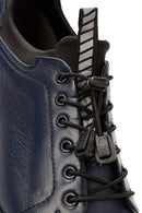Men's Navy Blue Lace-Up Leather Sneaker | Derimod Men's Navy Blue Lace-Up Leather Sneaker | Derimod
