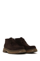 Male Brown Lace-up Thick-Soled Suede Casual Boots | Derimod Male Brown Lace-up Thick-Soled Suede Casual Boots | Derimod