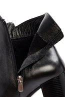 Woman Black Zippered Chunky Heels Leather Boat | Derimod Woman Black Zippered Chunky Heels Leather Boat | Derimod
