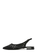 Women's Black Braided Open Back Ballerinas | Derimod Women's Black Braided Open Back Ballerinas | Derimod