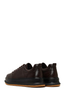 Men's Brown Lace-Up Thick-Soled Leather Sneaker | Derimod Men's Brown Lace-Up Thick-Soled Leather Sneaker | Derimod