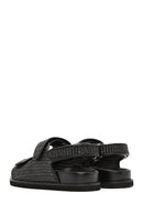 Women's Black Strappy Straw Sandals | Derimod Women's Black Strappy Straw Sandals | Derimod