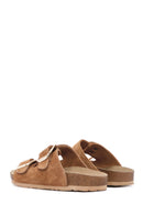 Kadın Taba Tokalı Süet Deri Terlik | Derimod Kadın Taba Tokalı Süet Deri Terlik | Derimod