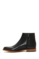 Men's Black Leather Zippered Classic Boots | Derimod Men's Black Leather Zippered Classic Boots | Derimod