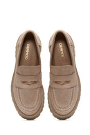 Kadın Bej Deri Süet Maskülen Loafer | Derimod Kadın Bej Deri Süet Maskülen Loafer | Derimod