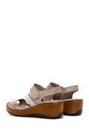 Women's Mink Leather Wedge Heel Comfort Sandals | Derimod Women's Mink Leather Wedge Heel Comfort Sandals | Derimod