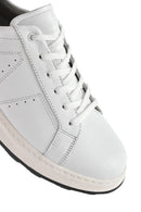 Erkek Beyaz Bağcıklı Kalın Tabanlı Deri Sneaker | Derimod Erkek Beyaz Bağcıklı Kalın Tabanlı Deri Sneaker | Derimod