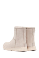 Women's Beige Zippered Suede Teddy Boot | Derimod Women's Beige Zippered Suede Teddy Boot | Derimod