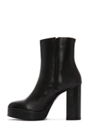 Women's Black Zippered Thick High Heel Leather Boots | Derimod Women's Black Zippered Thick High Heel Leather Boots | Derimod