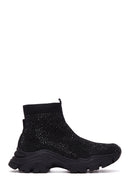 Kadın Siyah Taşlı Kalın Tabanlı Bilekli Sneaker | Derimod Kadın Siyah Taşlı Kalın Tabanlı Bilekli Sneaker | Derimod