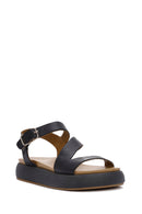 Women's Black Ankle Strap Thick-Sole Leather Sandals | Derimod Women's Black Ankle Strap Thick-Sole Leather Sandals | Derimod