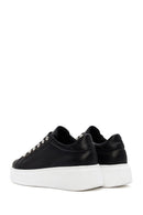 Women's Black Stone Laced Thick Soled Leather Sneakers | Derimod Women's Black Stone Laced Thick Soled Leather Sneakers | Derimod