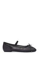 Women's Black Fabric Fishnet Ballerinas | Derimod Women's Black Fabric Fishnet Ballerinas | Derimod