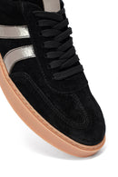 Kadın Siyah Bağcıklı Süet Deri Sneaker | Derimod Kadın Siyah Bağcıklı Süet Deri Sneaker | Derimod