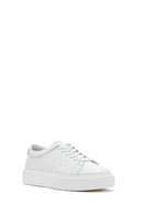 Men's White Lace-up Thick-Sole Leather Sneaker | Derimod Men's White Lace-up Thick-Sole Leather Sneaker | Derimod