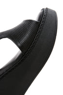 Women's Black Ankle Strap Wedge Heeled Leather Comfort Sandals | Derimod Women's Black Ankle Strap Wedge Heeled Leather Comfort Sandals | Derimod