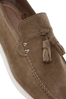 Erkek Bej Püsküllü Süet Deri Casual Loafer | Derimod Erkek Bej Püsküllü Süet Deri Casual Loafer | Derimod