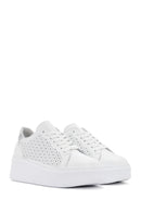 Women's White Thick Sole Lace Up Leather Sneaker | Derimod Women's White Thick Sole Lace Up Leather Sneaker | Derimod