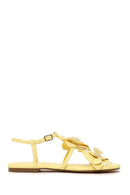 Woman Yellow Ankle-Buckle Floral Sandal | Derimod Woman Yellow Ankle-Buckle Floral Sandal | Derimod