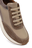 Women's Mink Lace-Up Wedge Heel Leather Sneaker | Derimod Women's Mink Lace-Up Wedge Heel Leather Sneaker | Derimod