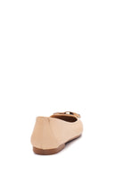 Women's Beige Leather Buckled Ballerinas | Derimod Women's Beige Leather Buckled Ballerinas | Derimod