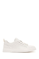 Men's White Lace-up Leather Sneaker | Derimod Men's White Lace-up Leather Sneaker | Derimod