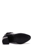 Women's Black Leather Zippered Heeled Boots | Derimod Women's Black Leather Zippered Heeled Boots | Derimod