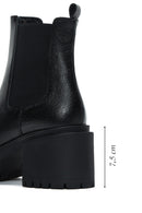 Women's Black Leather Heeled Chelsea Boots | Derimod Women's Black Leather Heeled Chelsea Boots | Derimod