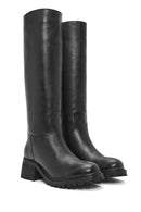 Women's Black Thick Heel Leather Boots | Derimod Women's Black Thick Heel Leather Boots | Derimod
