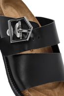 Women's Black Buckle Leather Slippers | Derimod Women's Black Buckle Leather Slippers | Derimod