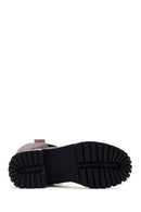 Women's Mink Short Heeled Suede Leather Boots | Derimod Women's Mink Short Heeled Suede Leather Boots | Derimod