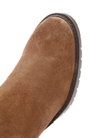 Women's Tan Thick Heeled Suede Leather Chelsea Boots | Derimod Women's Tan Thick Heeled Suede Leather Chelsea Boots | Derimod