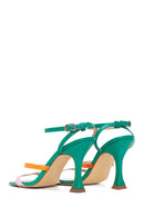 Women's Green Leather Heeled Sandals | Derimod Women's Green Leather Heeled Sandals | Derimod