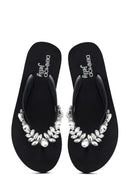Women's Black Toe Stone Wedge Heel Jelly Slippers | Derimod Women's Black Toe Stone Wedge Heel Jelly Slippers | Derimod
