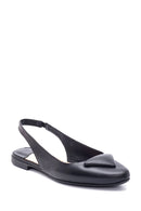 Women's Black Leather Open-Back Ballerinas | Derimod Women's Black Leather Open-Back Ballerinas | Derimod