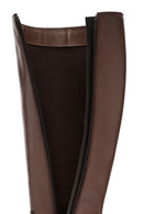 Woman Brown Zippered Chunky Heels Leather Boot | Derimod Woman Brown Zippered Chunky Heels Leather Boot | Derimod