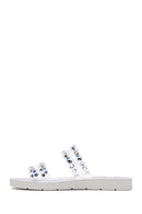 Women's Silver Transparent Stone Slippers | Derimod Women's Silver Transparent Stone Slippers | Derimod