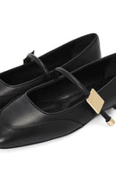 Women's Black Buckle Detailed Leather Ballerinas | Derimod Women's Black Buckle Detailed Leather Ballerinas | Derimod