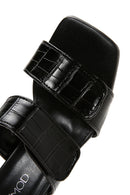 Women's Black Thick Heel Crocodile Slippers | Derimod Women's Black Thick Heel Crocodile Slippers | Derimod