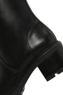 Women's Black Thick Heeled Leather Boots | Derimod Women's Black Thick Heeled Leather Boots | Derimod