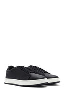 Erkek Siyah Bağcıklı Deri Sneaker | Derimod Erkek Siyah Bağcıklı Deri Sneaker | Derimod